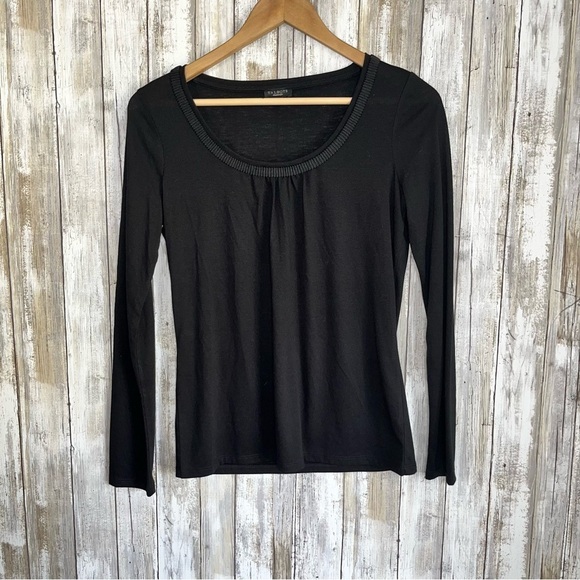 Talbots Tops - Talbots Black Accordion Style Neck Long Sleeve Blouse
